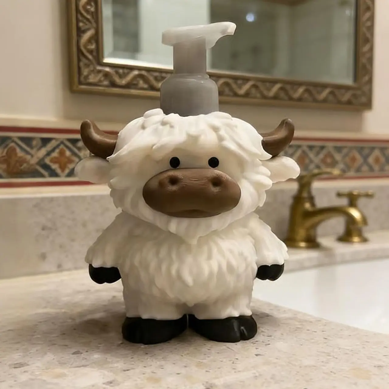 Highland Cow Resin Figurine, Creative Pen Holder, Makeup Brush Container, Hand Sanitizer Bottle, Multi-Functional Storage, Home Decor, Cow Ornaments