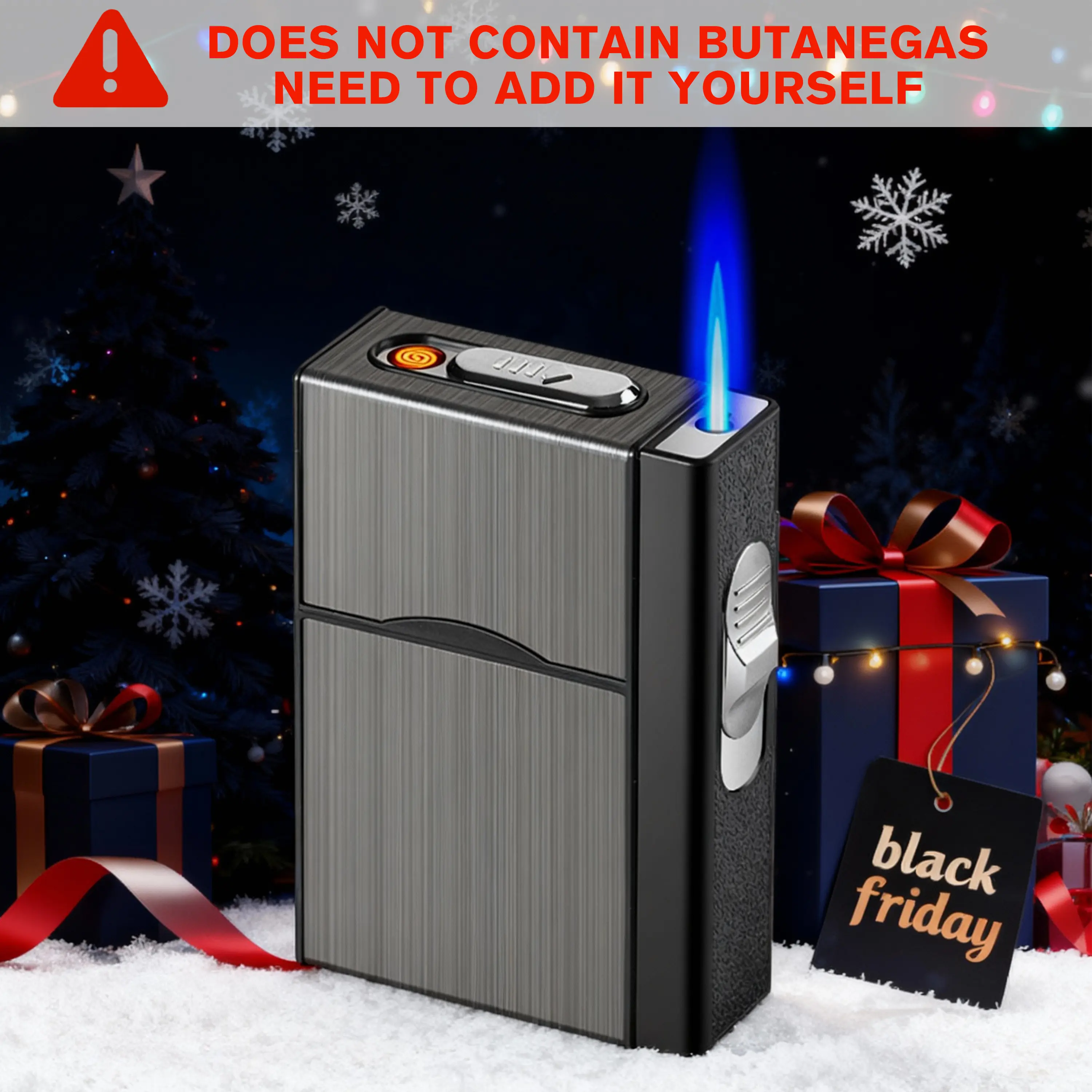 Outdoor Portable Rechargeable Weatherproof Lighter Case with USB Charging – Fits 20 Units, Tungsten Coil Igniter, Ideal for Camping(No Gas Included)