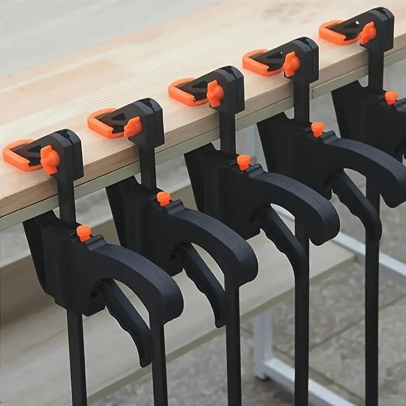 5 Piece Quick Release F Clamp Set, 4 Inch Adjustable Iron Bar Clamps with Ratchet Mechanism, Manual Woodworking Tools for DIY Home Renovation