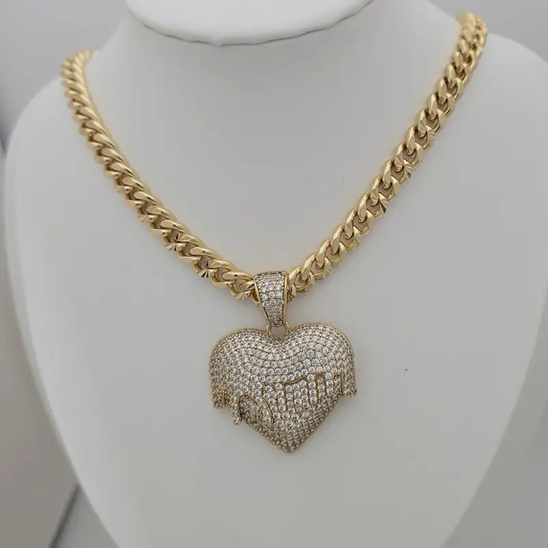 Yoan Jewelry Women's Casual Gold-Plated Hammered Chain Necklace with Heart Pendant, Model #424, Non-Natural Crystal Accessory for Daily Wear