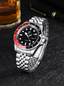 RICECGO Men's Business Watch, stainless steel, luminous hour markers, suitable for both business commutes and casual sports, Luminous Quartz Watch