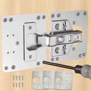 2pcs Cabinet Door Hinge Repair Plate, Reinforcement Plate Repair Plate, Hinge Cabinet Door Thickening Installation Fixing Plate, Furniture Hinge, Directly Fixed Hydraulic Hinge Belt Screws