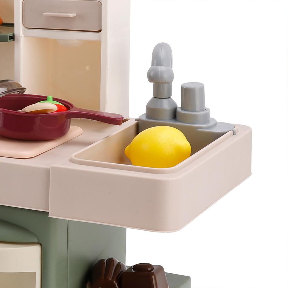 Kids Kitchen Play Set-Interactive Mist & Light Kitchen with Water Circulation Perfect Gift for Boys & Girls Ages 3+ (Green)