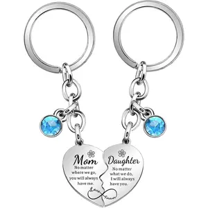 lauhonmin 2 Pcs Mother Daughter Heart Matching Keyring Keychain Set Gifts For Mum Mothers Day Birthday Christmas Presents From Daughter