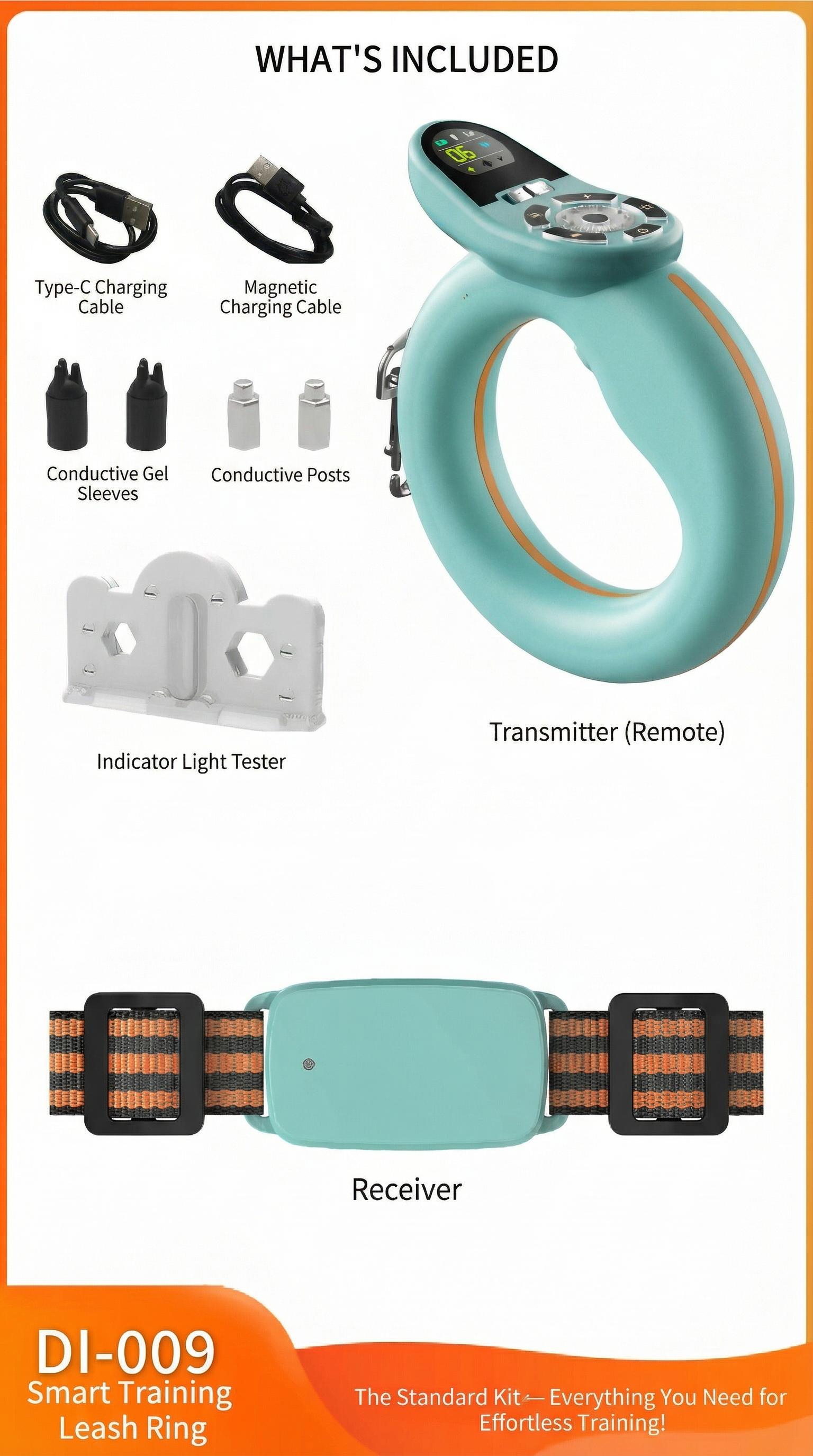 Dog Training Collar & Leash Set 3200ft Remote Control | IP67 Waterproof Built-in Light Magnetic Charging 30 Static 10 Vibration Modes for Dogs 10-120 lbs