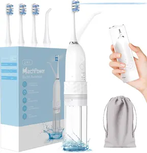 Electric Toothbrush with Water Flosser, Cordless Waterflosser Teeth Cleaning, Oral  Gum Health, 3 Brush Heads, 1 Jet Tip, Waterproof Rechargeable