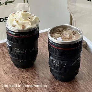 Stainless Steel Durable Insulated Coffee Mug, 1Count Leak-proof Camera Lens Design Cup with Lid, Portable Mug for Photographer Lovers Gift, Insulated Tumbler, Insulated Cups, Insulated Drinkware