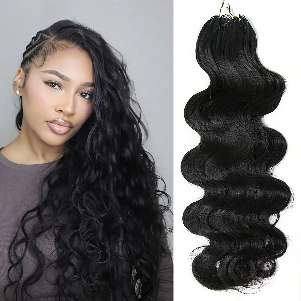 OQ HAIR Body Wave Feather Crochet Human Hair Extensions Miracle Knots Pre-Separated Crochet Braid Hair Extensions Human Hair Natural Color 50g/Pack #DealsForYouDays