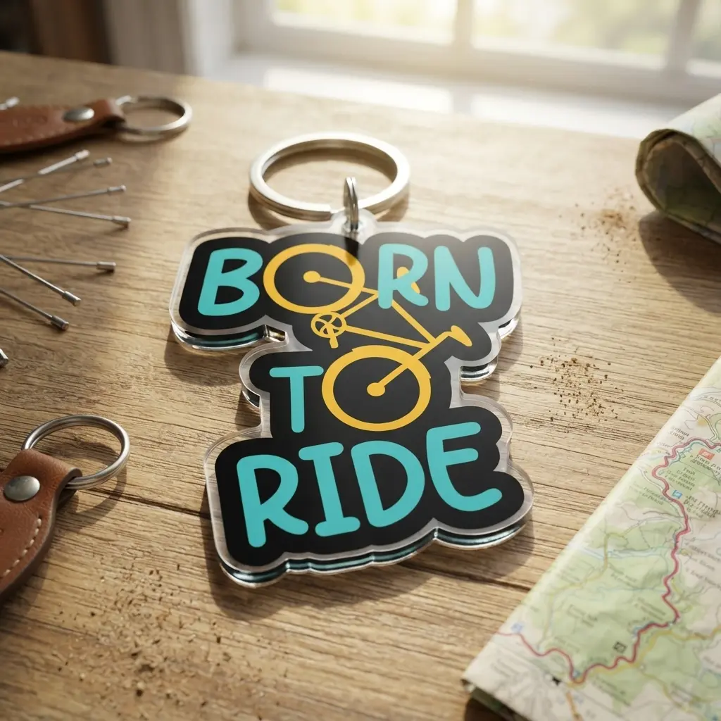 Custom Bike Keychain Acrylic, Born to Ride Keyring, Cycling Gift for Husband, Mountain Bicycle Accessories, Bike Lover Gift for Boyfriend
