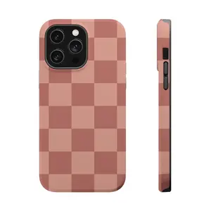 Checkered Phone case foriPhone 16 Pro Max iPhone 15 iPhone 14 Mocha Mousse Tan Checkerboard pattern iPhone Cases, Simple Phone Case
