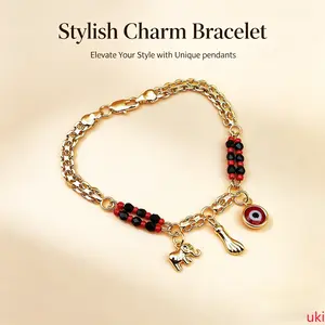 Handmade Evil Eye Elephant Bracelet - 1-Piece 7.5in Plated Sports Wristband, Unisex Modern Minimalist Accessory, Spiritual Protection Amulet for Daily Wear & Gifting