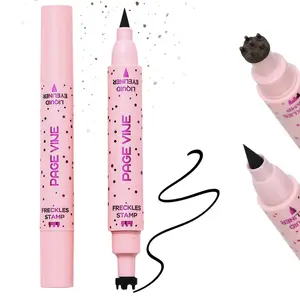 2-in-1 Fake Freckle Pen Stamp and Black Eyeliner - Perfect for natural-looking freckles and cat-eye makeup, waterproof and smudge-proof, giving a realistic appearance under sunlight.