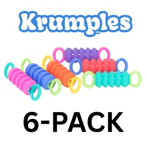 Krumples Fidget Pullys 6-Pack Food-Grade Silicone Stress Relief & Sensory Development Portable Tactile Fun for All Ages