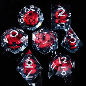 Roycewen Resin Dnd Dice Set, 7-Piece Liquid Core Eye Ball D&d Dice, Cute Dungeon Dragon Rpg Dice, Sharp Edge D20 D12 D10 D8 D6 D4