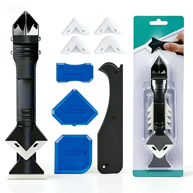 3 in 1 Silicone Caulking Tool Kit, Silicone Remover & Finishing Tool for Bathroom, Kitchen, Sink, Window & Floor Sealing, Caulk Nozzle Applicator Set