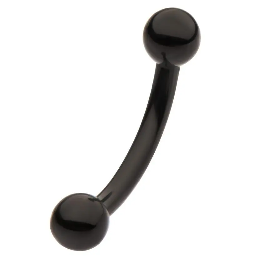 Black PVD Ball Titanium Internally Threaded Curved Barbell