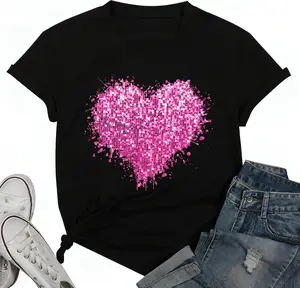 Valentines Shirts for Women Tie Dye Heart T Shirt Valentine's Tee Shirt Casual Lover Short Sleeve Tops