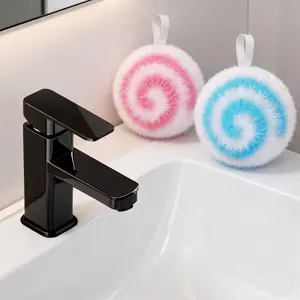 2 Pcs Multi-functional Magic Cleaning Ball Brush – essential for home cleaning. Removes water stains on kitchen, bathroom, bathtub, countertops, and glass surfaces Includes 2 Hooks wash basin sponge Household Items Tool Lightweight Mirrors mud