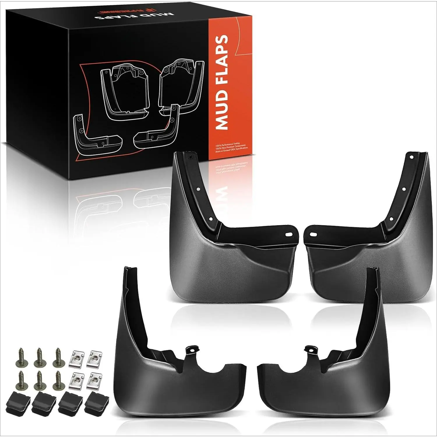 Set of 4PCS Mud Flaps Splash Guards Mudguards Mudflaps with Hardware Accessories Compatible with Ford Explorer 2019-2023, Sport Utility, Black, Front and Rear (Driver & Passenger Sides)
