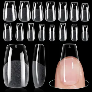 Medium Coffin Nail Tips, 240Pcs Half Matte Nail Tips, 15 Sizes Nail Extension Tips Set, Full Cover Pre Shaped Fake Nails for Beginner and Professional DIY Nail Salon