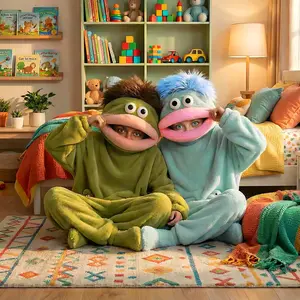 Funny Big Mouth Monster Onesie 3-Piece Set for Women - Soft Coral Fleece Hooded Pajamas, Thick Warm Fleece-Lined Sleepwear + Comb + Shoes, Fun, Bath Towel, Bathrobe, Loungewear, Party Gift