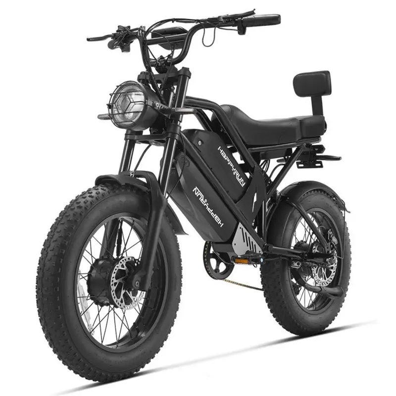Happyrun 5000W Peak Dual Motor 18Ah+15Ah Electric Bike 2 Seater Ebike 36MPH