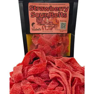 Strawberry Sour Belts, Chewy Fruit Snack Candy