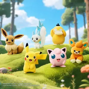 MINISO Pokémon Series Fuzzy Figure Collectible Statue – Soft Touch Vinyl Figurines, Velvet Texiture, Cute Desk Decor, Perfect Gift for Pokémon Fans & Collectors