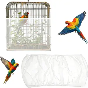 Mess-Free Bird Cage Net Cover - Universal Seed Catcher Skirt for All Cages, Breathable & Washable Nylon Guard for Pet Birds(Black & White Available)
