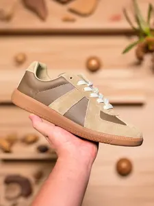 Women's Thick Sole Casual Sneakers, Patchwork Design Low-Top Shoes, Medium Width Fabric Upper, All Season Comfortable Footwear