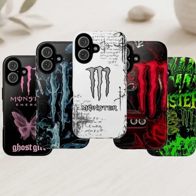 Monster Energy Phone Case Cyber Gothic Butterfly Muscle Car Shockproof Cover for iPhone 17 16 15 14 13 Pro Max Y2K Grunge Aesthetic Graphic Phone Case