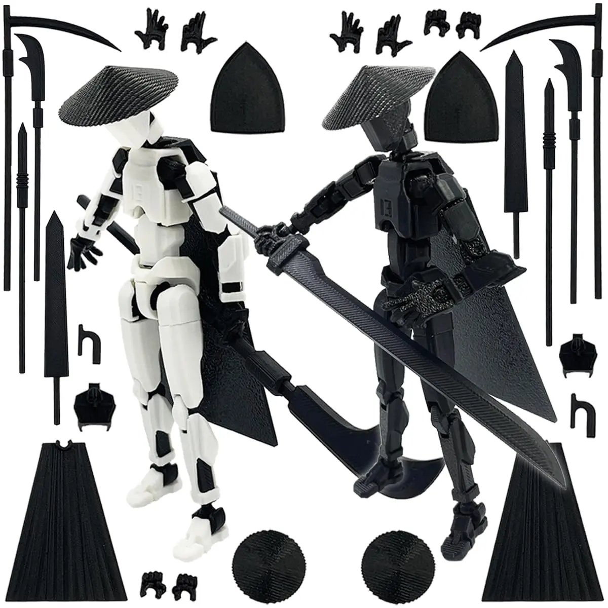 Titan 13 Action Figure Set (Assembly Completed), 3D Printed Multi-Jointed Movable T13 Lucky Dummy 13 Mobile Robot, Nova 13 Action Figures Desktop Decorations for Game Lovers Toy (White/Black)