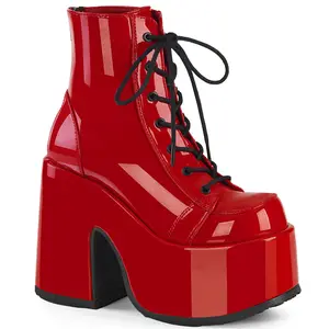 Demonia Camel-203 Red Patent Ankle Boots