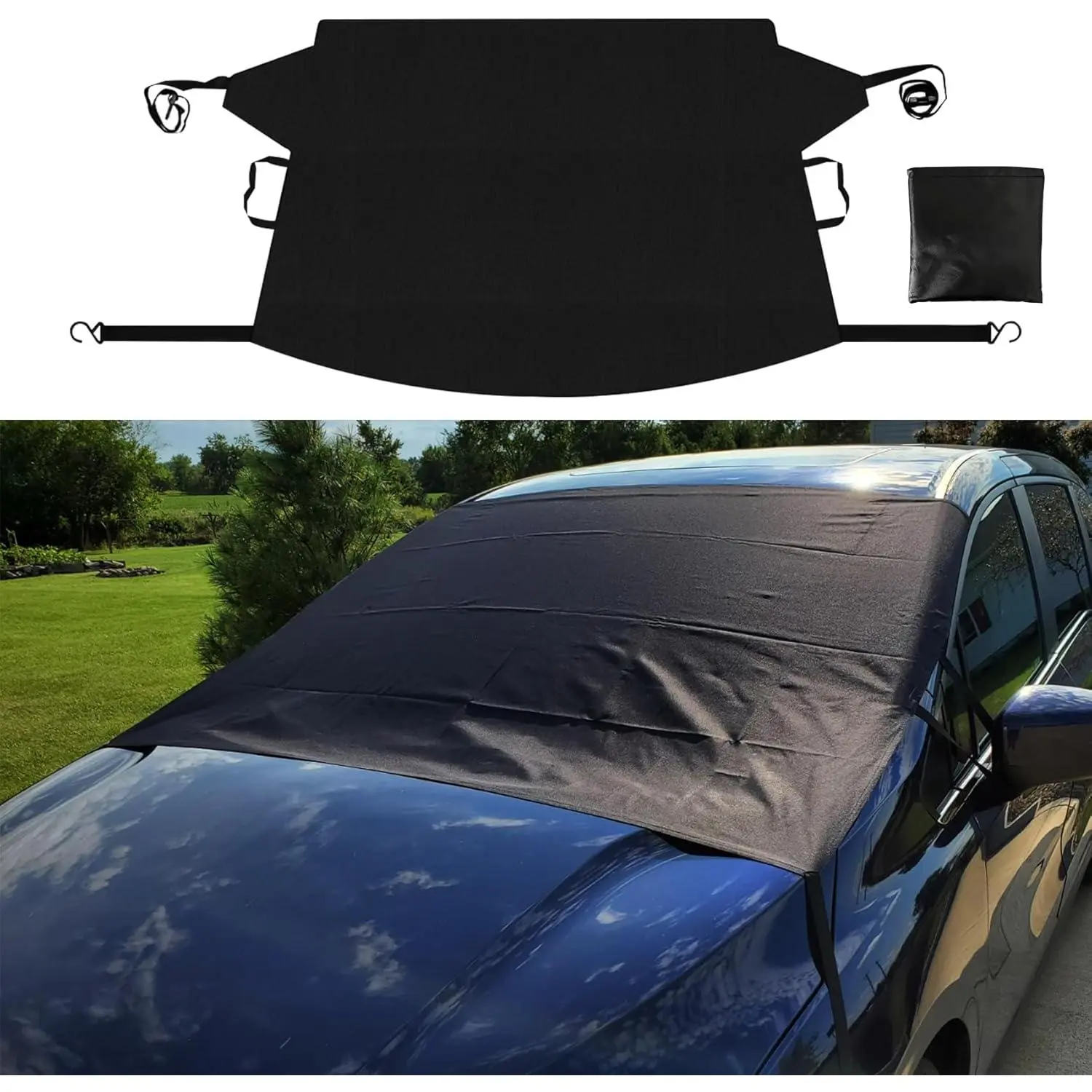 Frost Guard Windshield Cover, Car Windshield Snow Cover Winter Ice Sunshade Protector, Universal Car Exterior Accessories For Cars, Trucks, Vans (Fron
