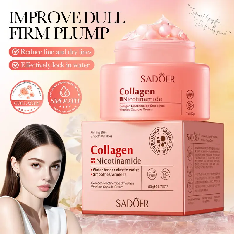 Korean Pink Collagen Capsule Cream | Collagen & Vitamin C Moisturizer | Advanced Radiant & Firming Formula | Deep Hydrating K-Beauty Facial Care for Glowing Skin
