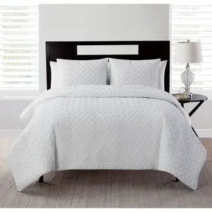 Twin XL Nina Embossed Comforter Set White - VCNY Home: Hypoallergenic Microfiber, Geometric Design, Includes Sham