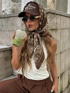Boho Style Paisley Pattern Bandana, All-Season Sun Protection Windproof Headscarf, Unisex Fashion Accessory, Elegant and Stylish