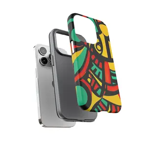 African Abstract Aztec Floral Geometric Curve Protective Shockproof Smartphone Casing - Colorful Tribal Tough Shell, Wireless-Friendly Cover, Handheld Devices Accessory for iPhone
