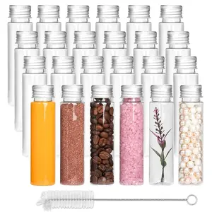 Candy Bottle Caps Plastic Test Tubes 50 Ml With Caps 30 Pack 30x104mm Clear Flat-Bottomed Test Tubes With Screw Lids Small Tubes With Caps Candy Tubes Bath Salt Containers Cool Stuff For Room Can used as a Candy jar at Home or for Travel