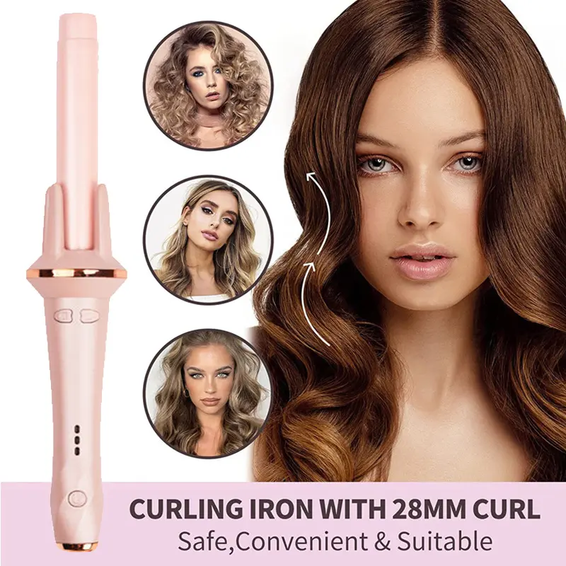 Automatic Negative Ion Ceramic Spin Curling Iron - Plug-Powered Lazy-Person Friendly Automatic Curlers & Straighteners, Large Curling Waves, Compact, Safe, Convenient Dacron Unisex Household Electric Perm Appliance, One Size, Suitable for Women