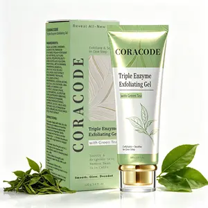 CORACODE Triple Enzyme Green Tea Exfoliating Aqua Peeling Gel, Deep Pore Face Exfoliant, Gentle Facial Exfoliator, Dead Skin Remover, Natural Cellulose for Peeling, Reveal All-New Skin(100ml / 3.4 fl.oz)