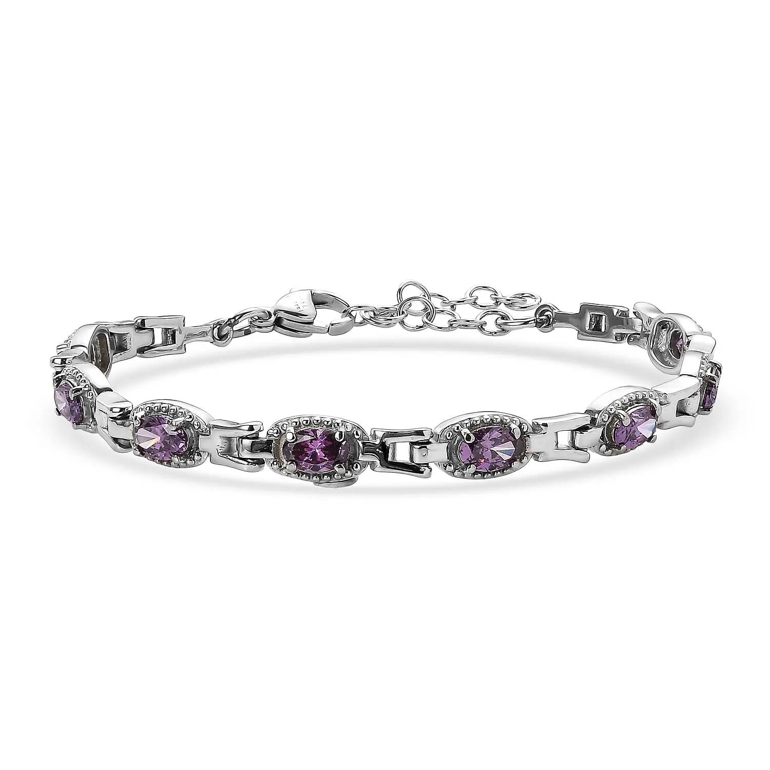 Cubic ZirconiaBracelet in Stainless Steel 6.50 In