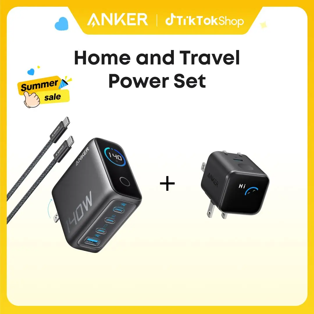 【Home & Go Power Set】Anker 140W Laptop Charger, 4-Port Multi-Device Charging,140W Max USB-C Charger, &Anker Smart Display Charger,Anker Nano 45W Fast Charging USBC Charger with Smart Recognition