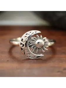Fashionable retro simple sun moon women's ring suitable for daily holiday gatherings, women's jewelry gifts, Solar Sun Rings, Beautiful Rings, Fashionable Jewelry Accessories