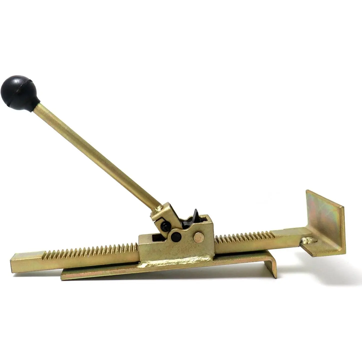 Zinc-Plated Ratcheting Alignment Flooring Jack for Hardwood Installation, 14-15/16 in, Metal Tool with Quick Release Push Handle, Ratchet Action Sets Boards Square, Floor-Safe Pads, Clever Structure, Solid Metal Resists Wear, Builder Hand Tool