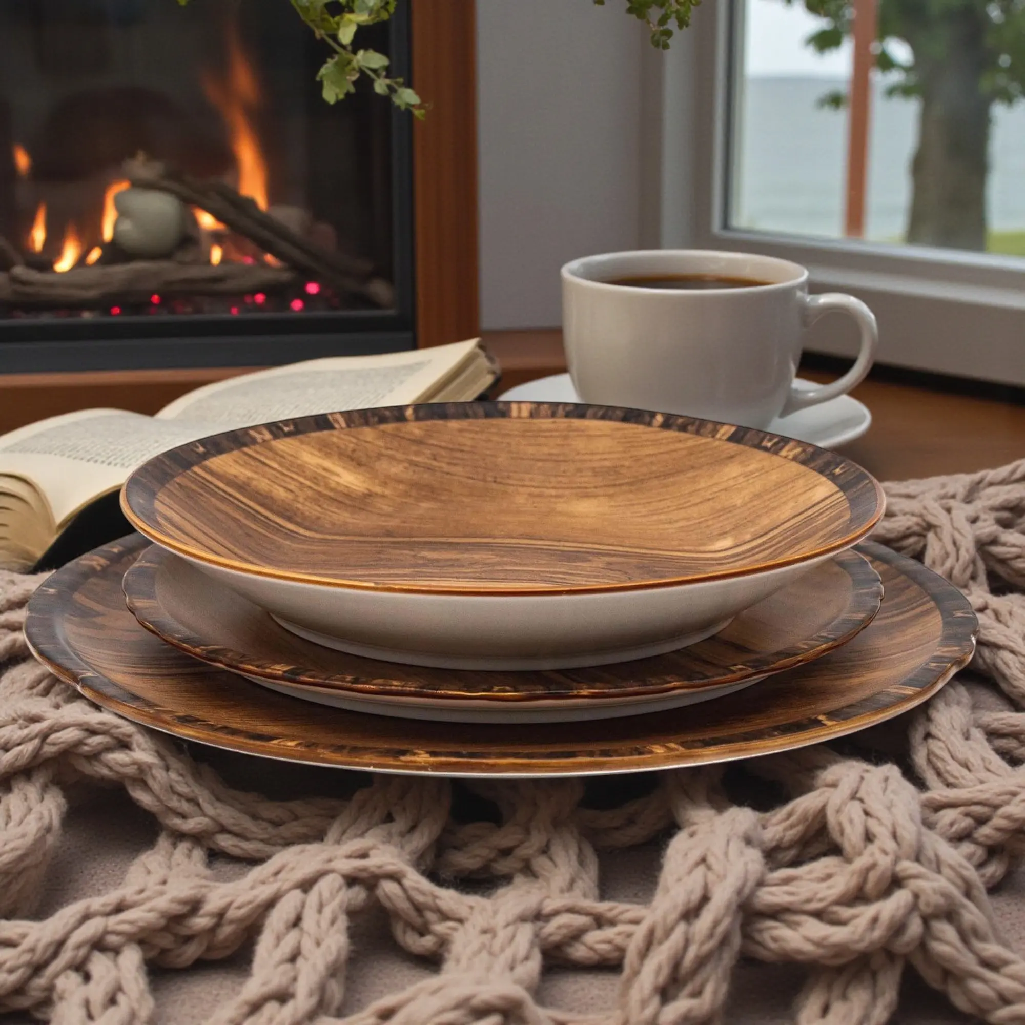 Godinger Forêt Porcelain 12-Piece Dinner Set - Service For Four, High-Quality Porcelain, Microwave & Dishwasher Safe, Elegant & Versatile Dinnerware