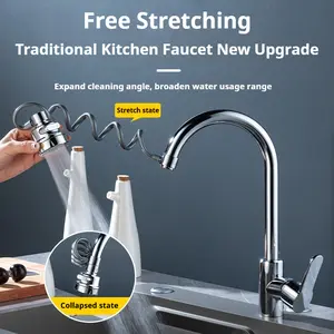 【2PCS】360° Rotatable Faucet Extender, Mechanical Arm Sink Sprayer Attachment, Universal Faucet Aerator for Kitchen Sink & Bathroom Basin commercial accessory tool water Pressure Kitchen Faucet stainless booster shower anti-splash