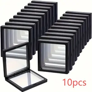 10pcs Transparent Floating Display Box Set, Dustproof Jewelry Packaging, Hanging Storage Box for Necklaces Bracelets Rings Coins Earrings Pins, Accessories Box