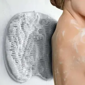 Exfoliating Shower Scrubber, Bathing Accessory, Silicone Foot Mat for Back & Feet Cleaning, Wall-Mounted with Slip Suction Cups Brush Hanging