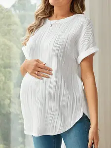 Maternity short-sleeved top casual summer Casual Fit Maternity white T-shirt maternity shirt
